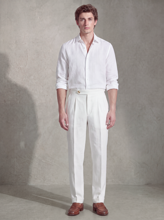 NIVEUS HERRINGBONE LINEN TROUSER