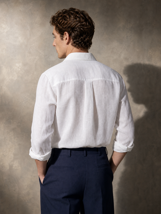 White Irish linen shirt for men, made in India by YAEYAH