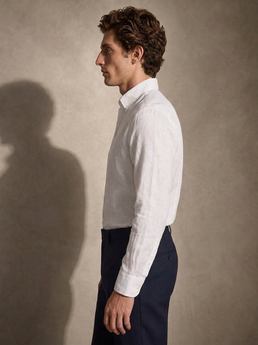 White Linen Shirt — Button-Down