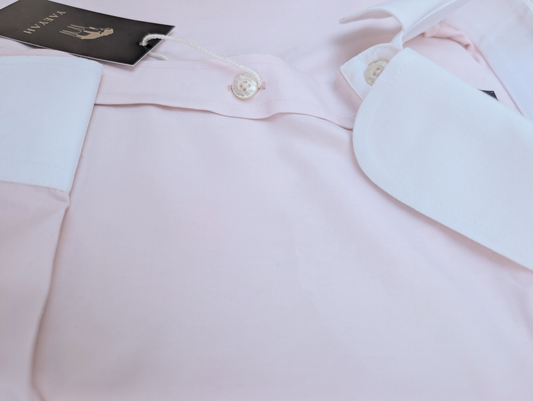 Light Pink Twill Shirt — White Club Collar