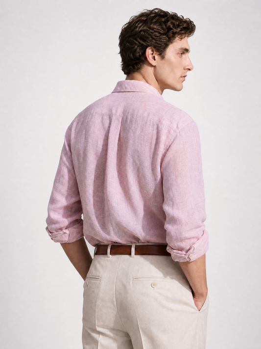 Blush pink linen shirt for men, made in India by YAEYAH