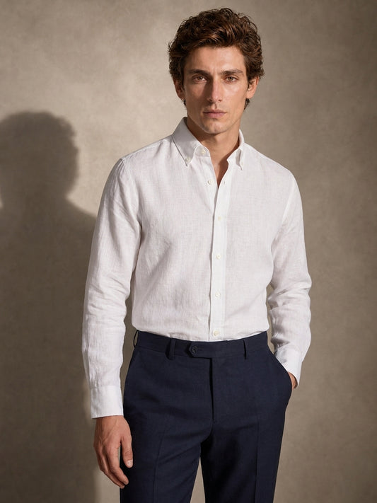 White Linen Shirt — Button-Down