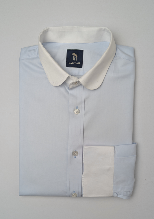 Light Blue Twill Shirt — White Club Collar