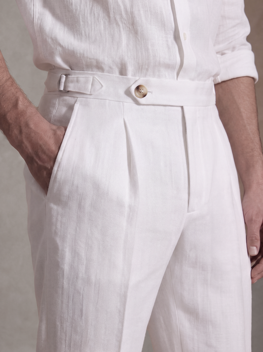NIVEUS HERRINGBONE LINEN TROUSER