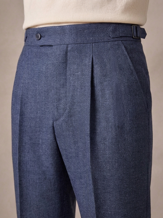 CAERULEUS HERRINGBONE LINEN TROUSER