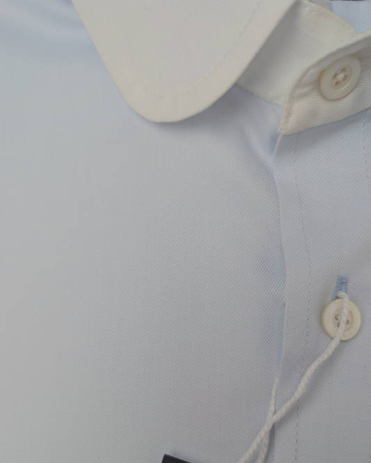 Light Blue Twill Shirt — White Club Collar