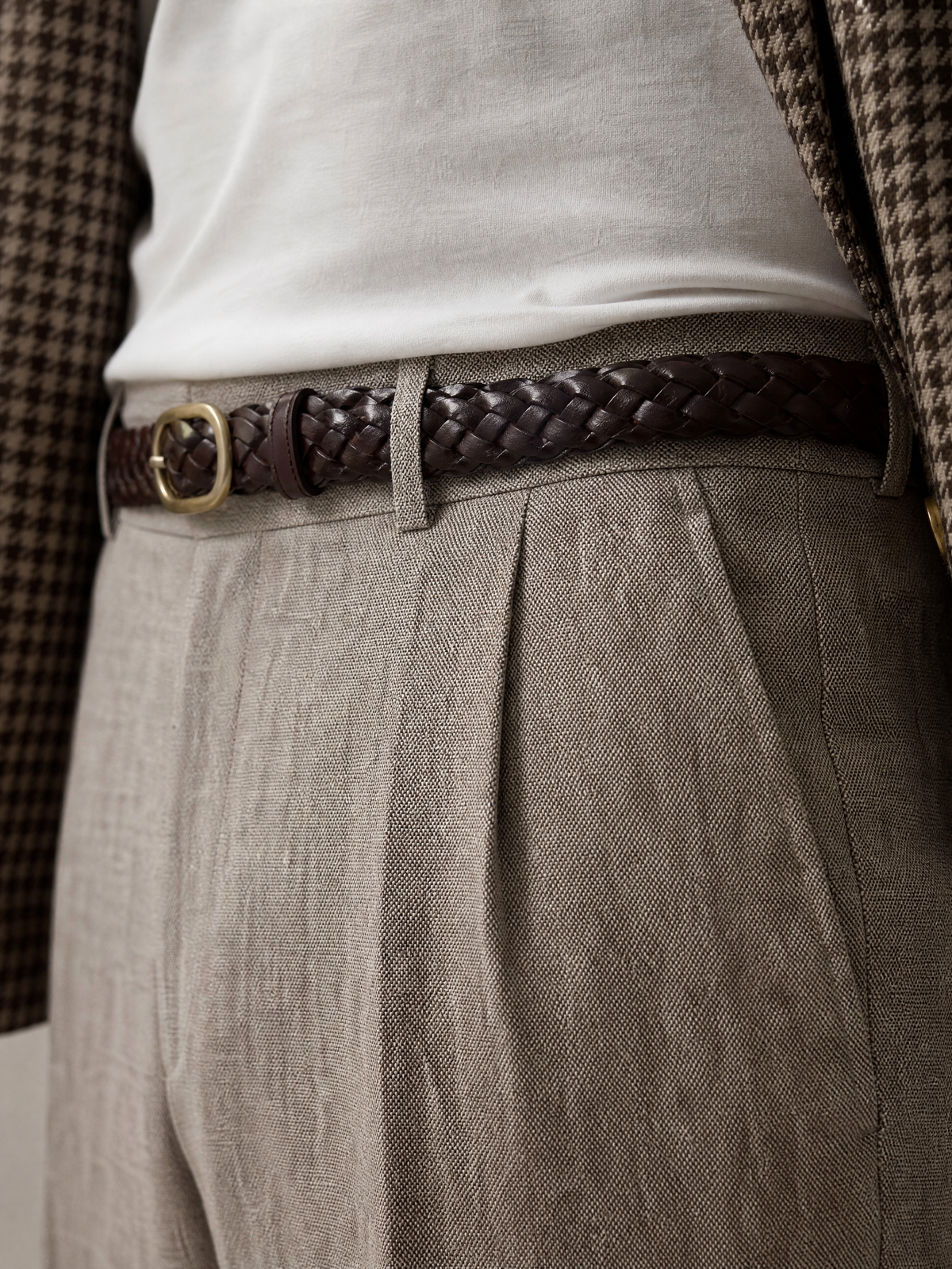 Men's light brown linen trouser by YAEYAH
