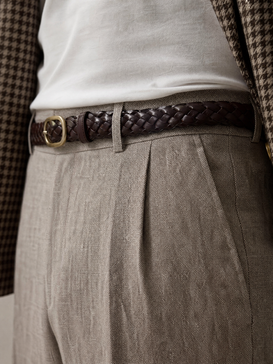 Men's light brown linen trouser by YAEYAH