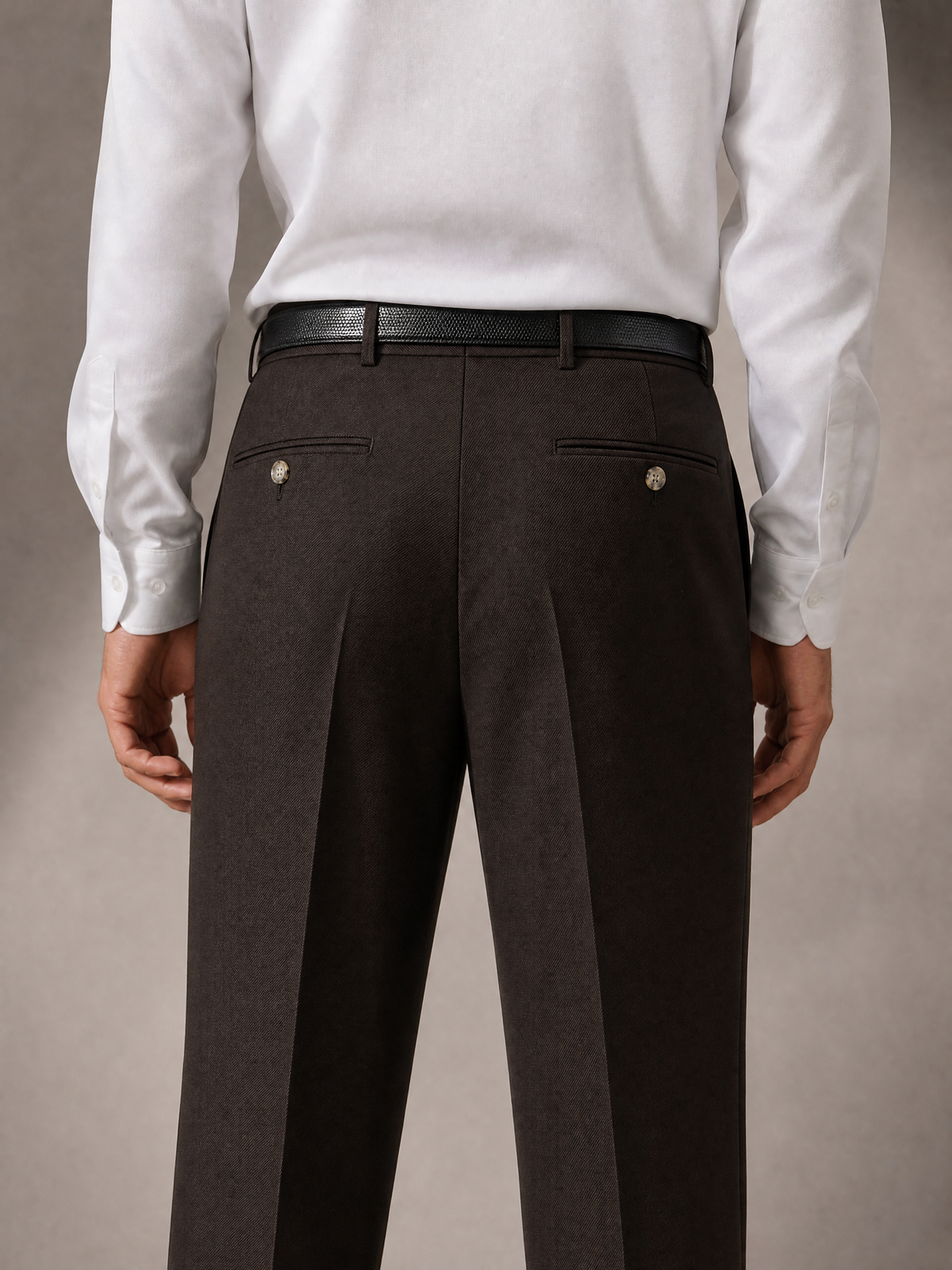 YAEYAH espresso brown cotton twill trouser, cut to your own measurements