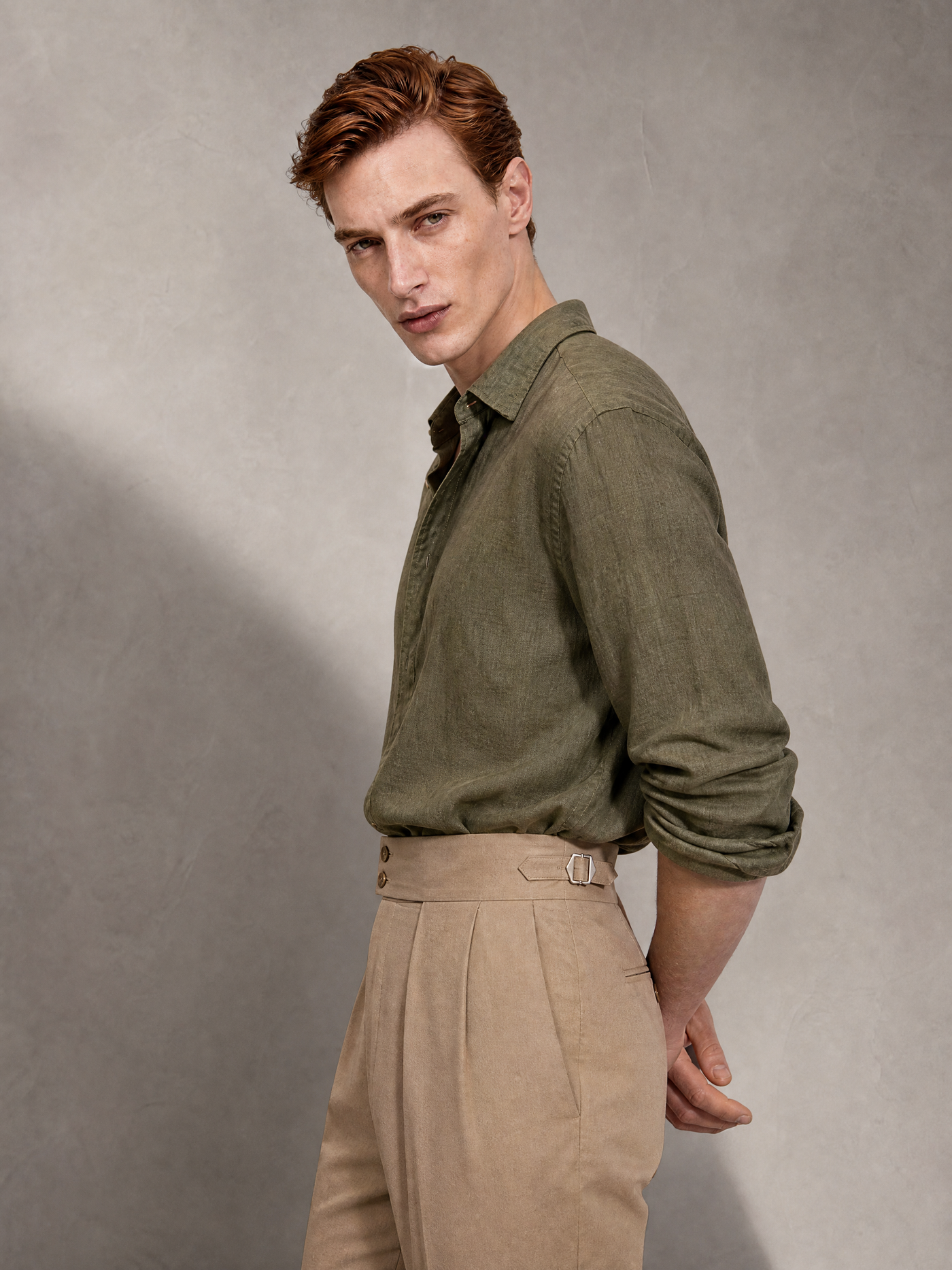 Moss olive cupro shirt for men, made in India by YAEYAH