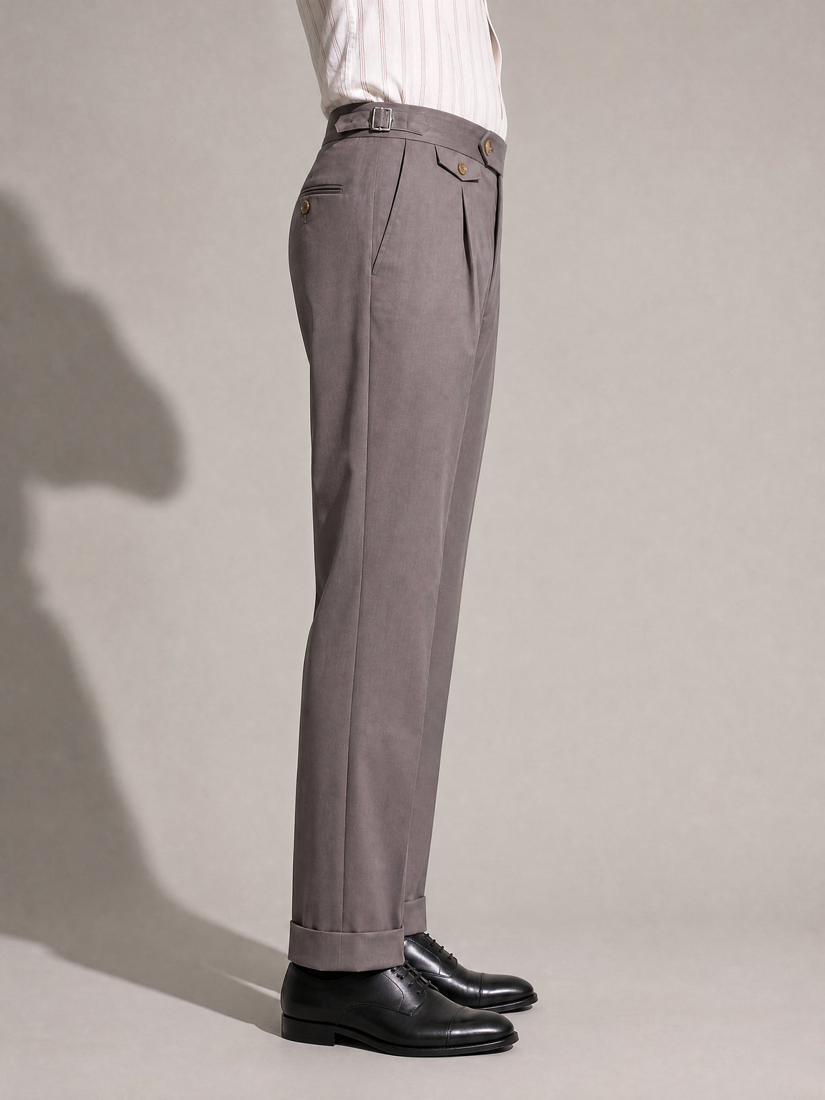 YAEYAH taupe cotton twill trouser, cut to your own measurements