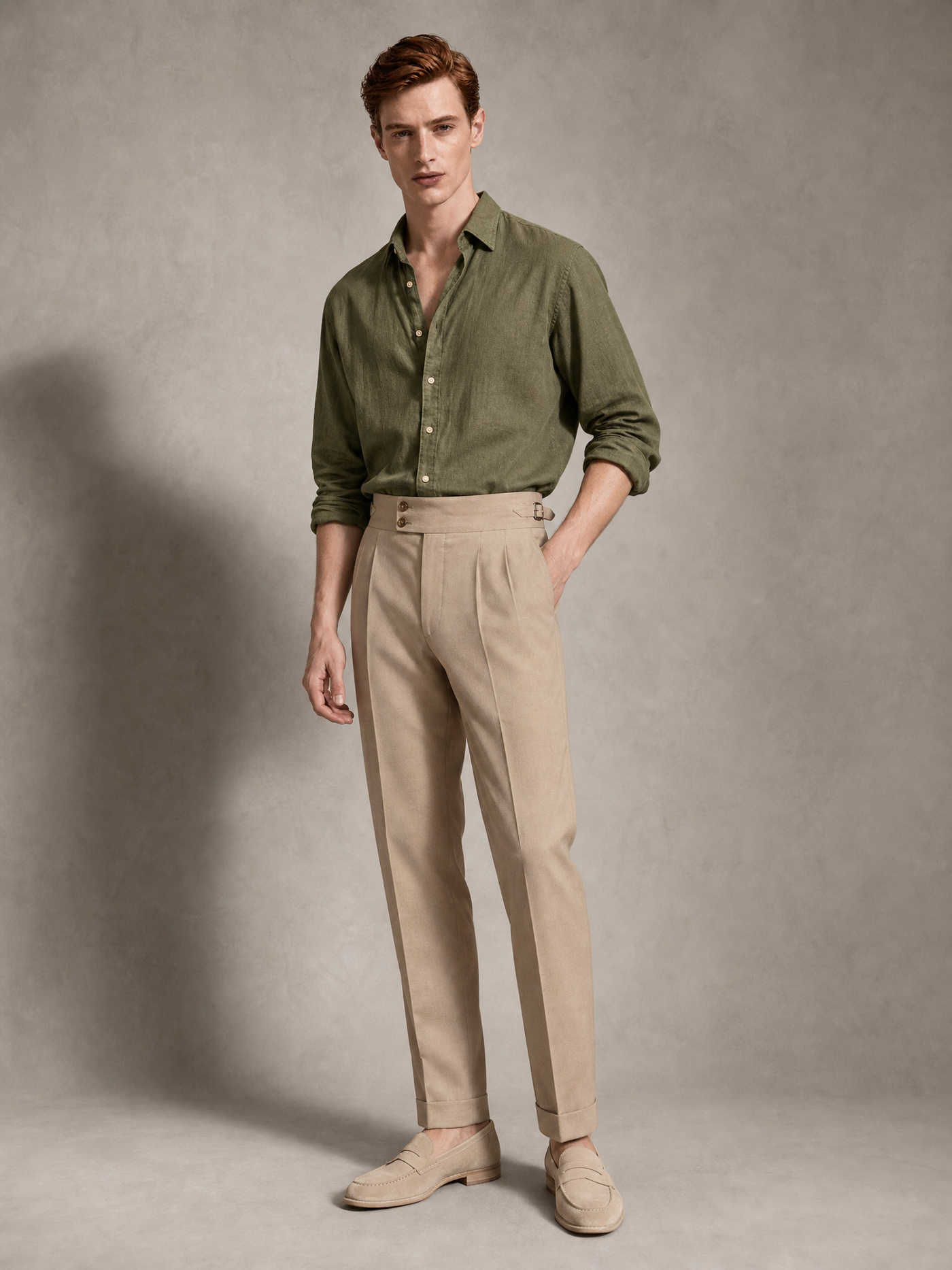 YAEYAH moss olive cupro shirt, cut to your own measurements