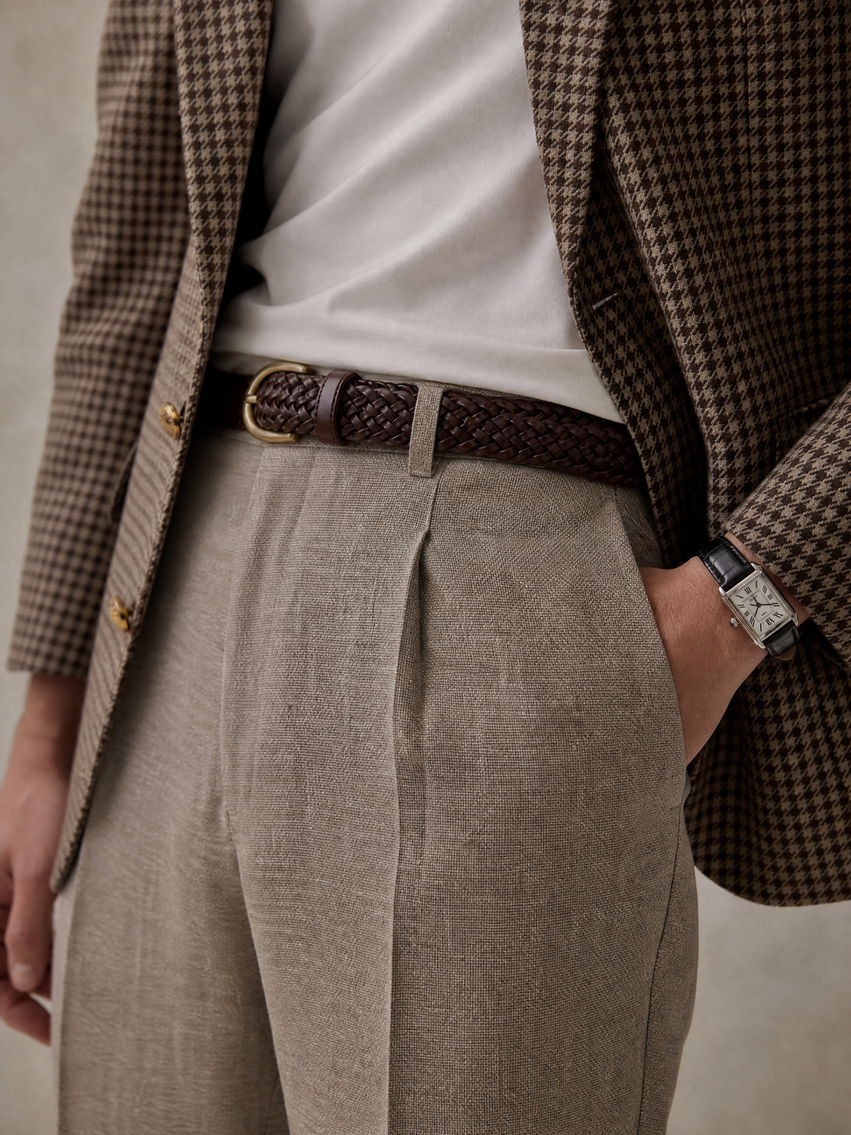Light brown linen trouser for men, made in India by YAEYAH