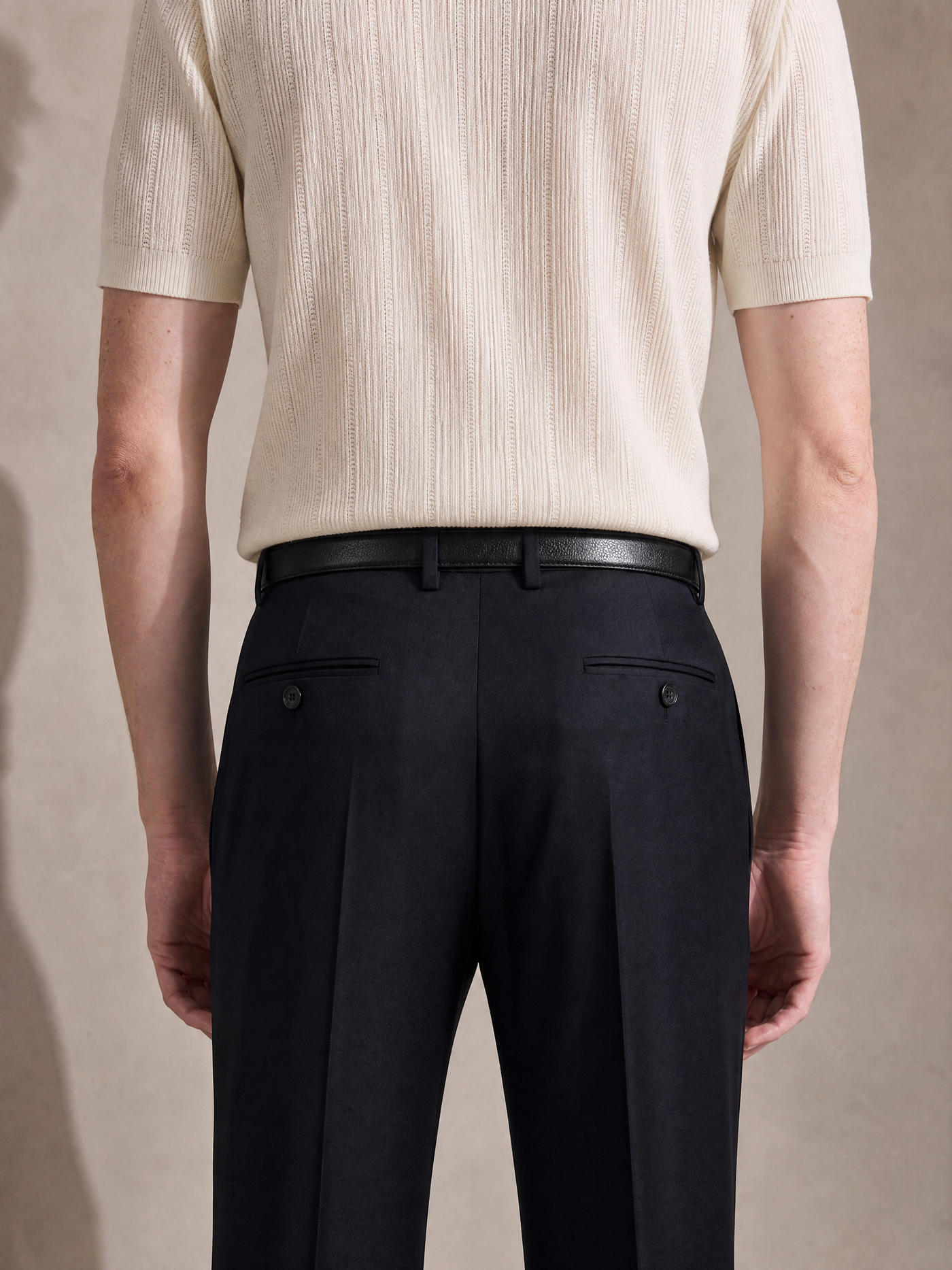 Men's midnight navy wool-blend twill trouser by YAEYAH
