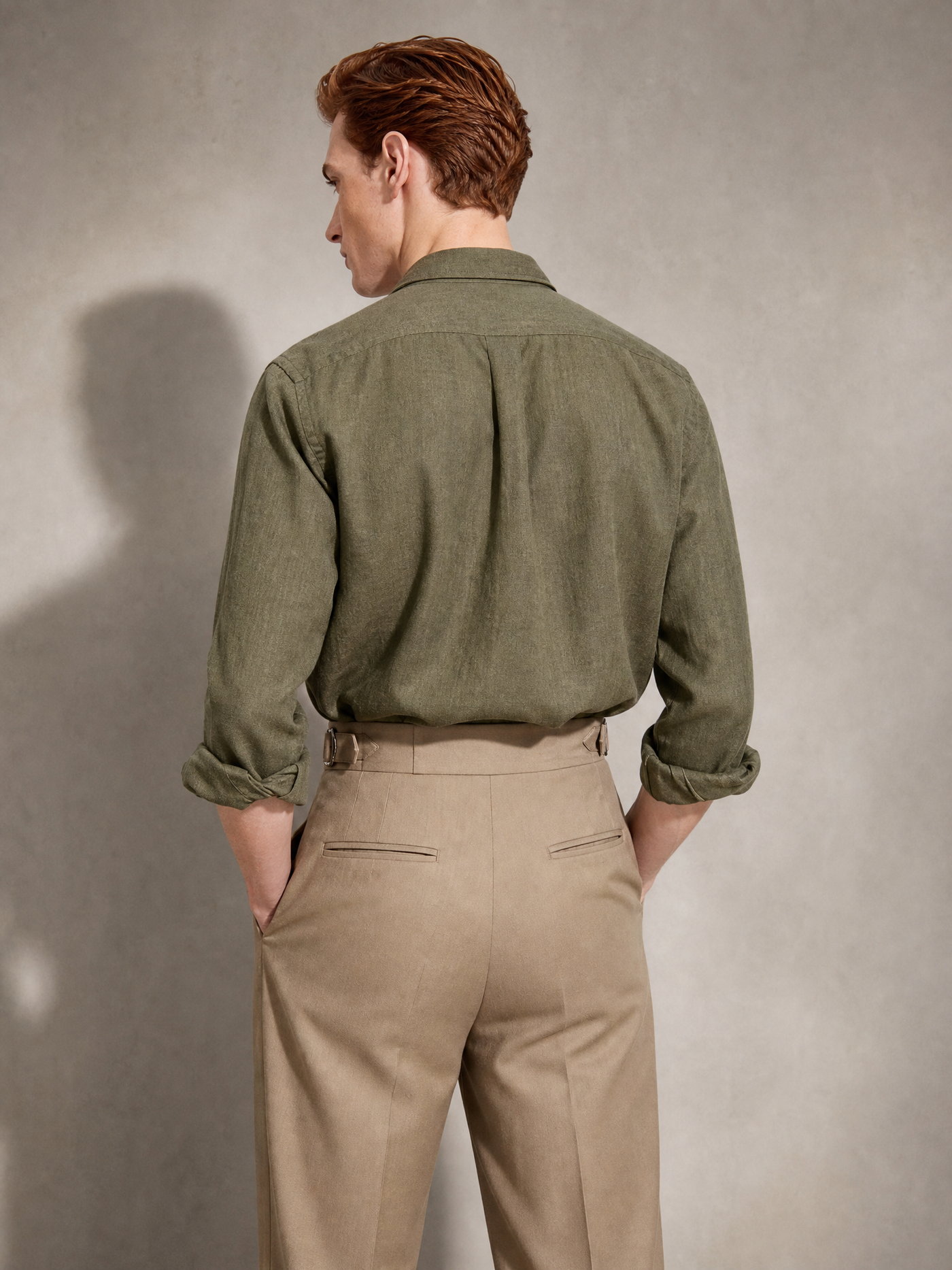 Men's moss olive cupro shirt by YAEYAH