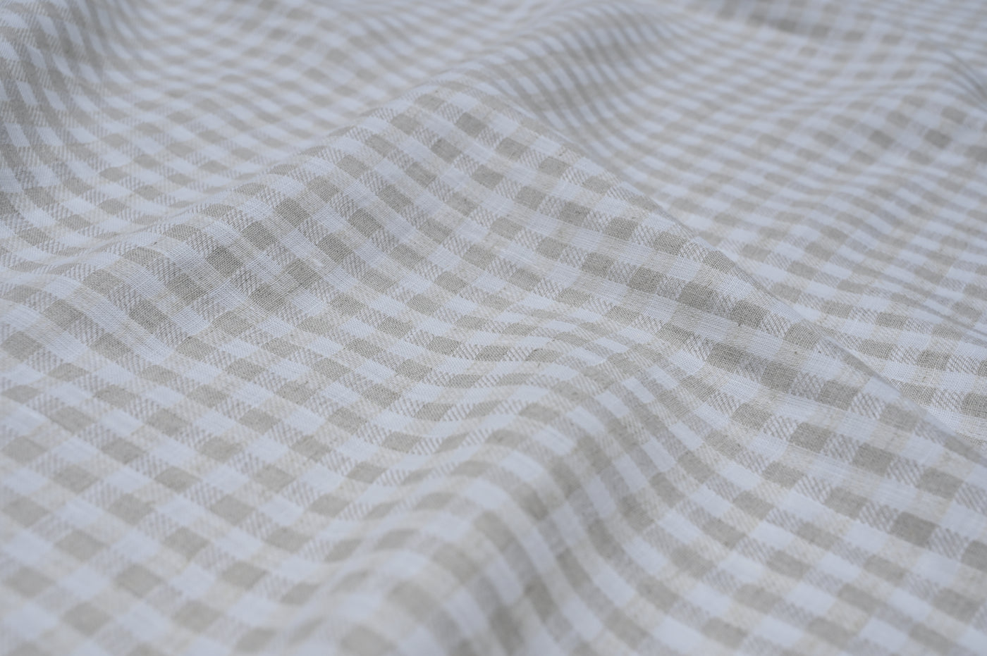 Men's sand and cream check linen shirt by YAEYAH