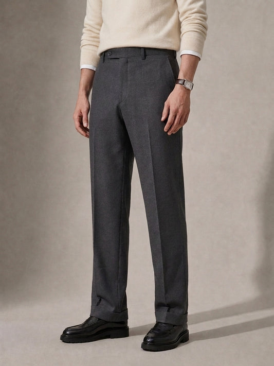 Charcoal Trouser — High-Rise Flat Front