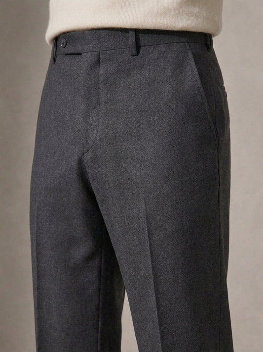 Charcoal Trouser — High-Rise Flat Front