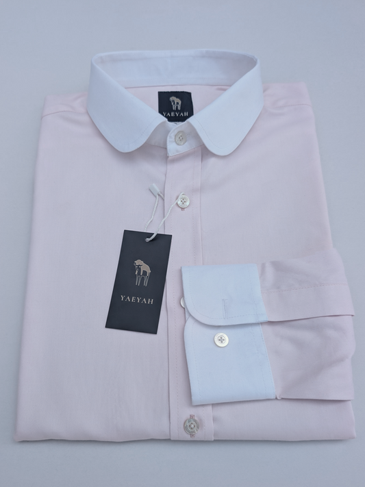 Light Pink Twill Shirt — White Club Collar