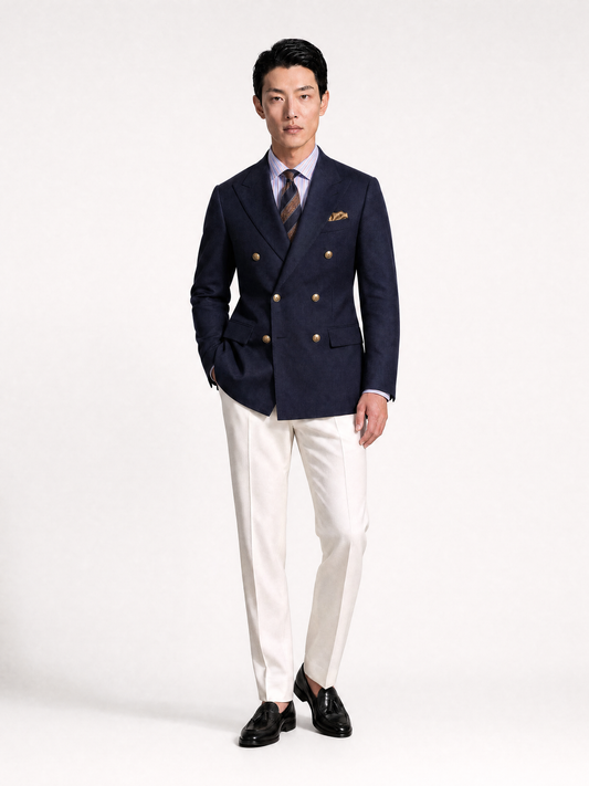 Ecru Cotton Trouser — Single Pleat