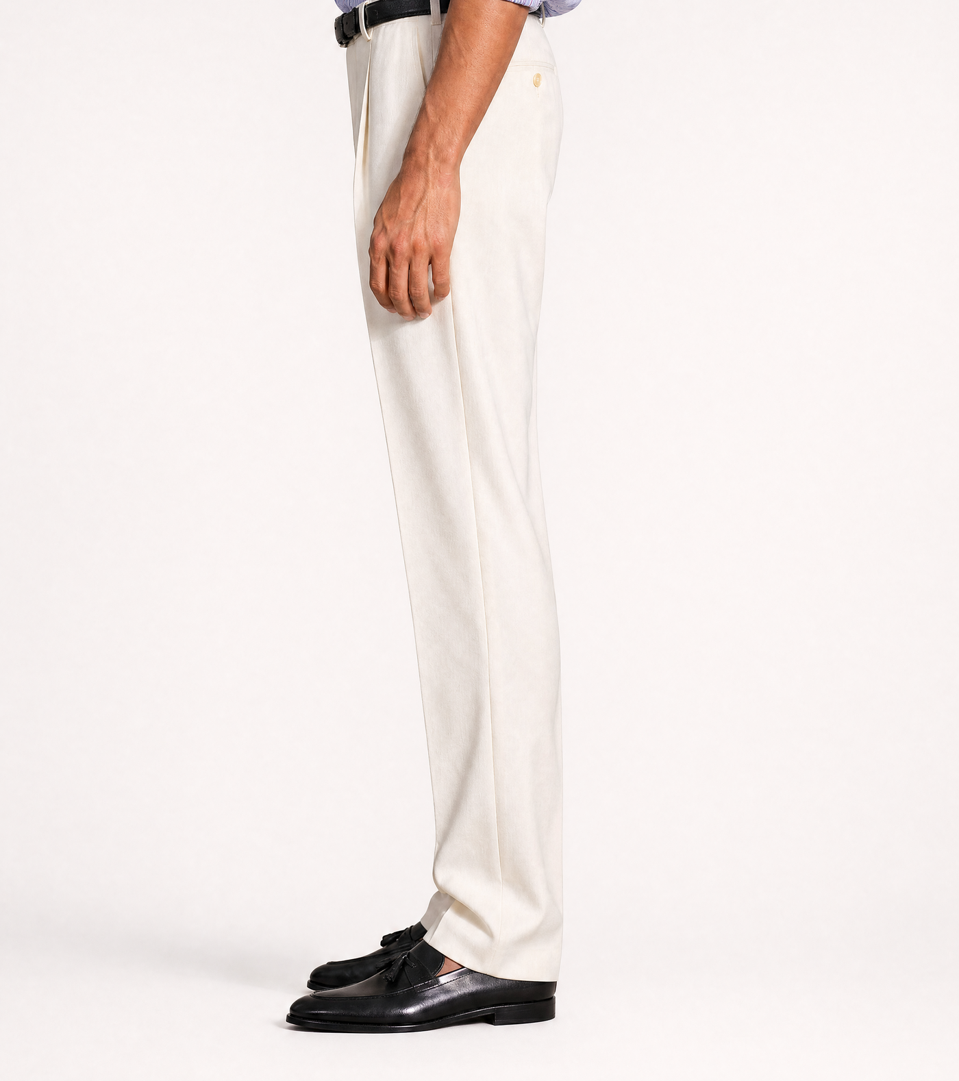 Ecru Cotton Trouser — Single Pleat