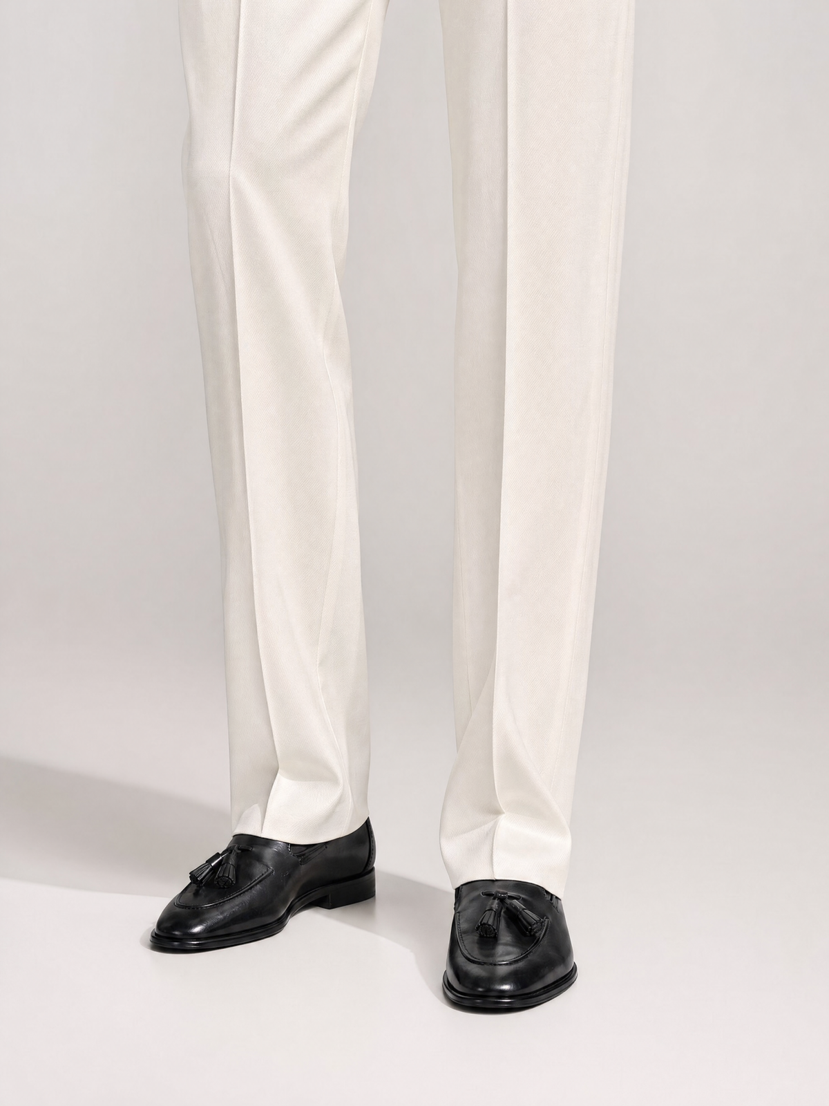 Ecru Cotton Trouser — Single Pleat