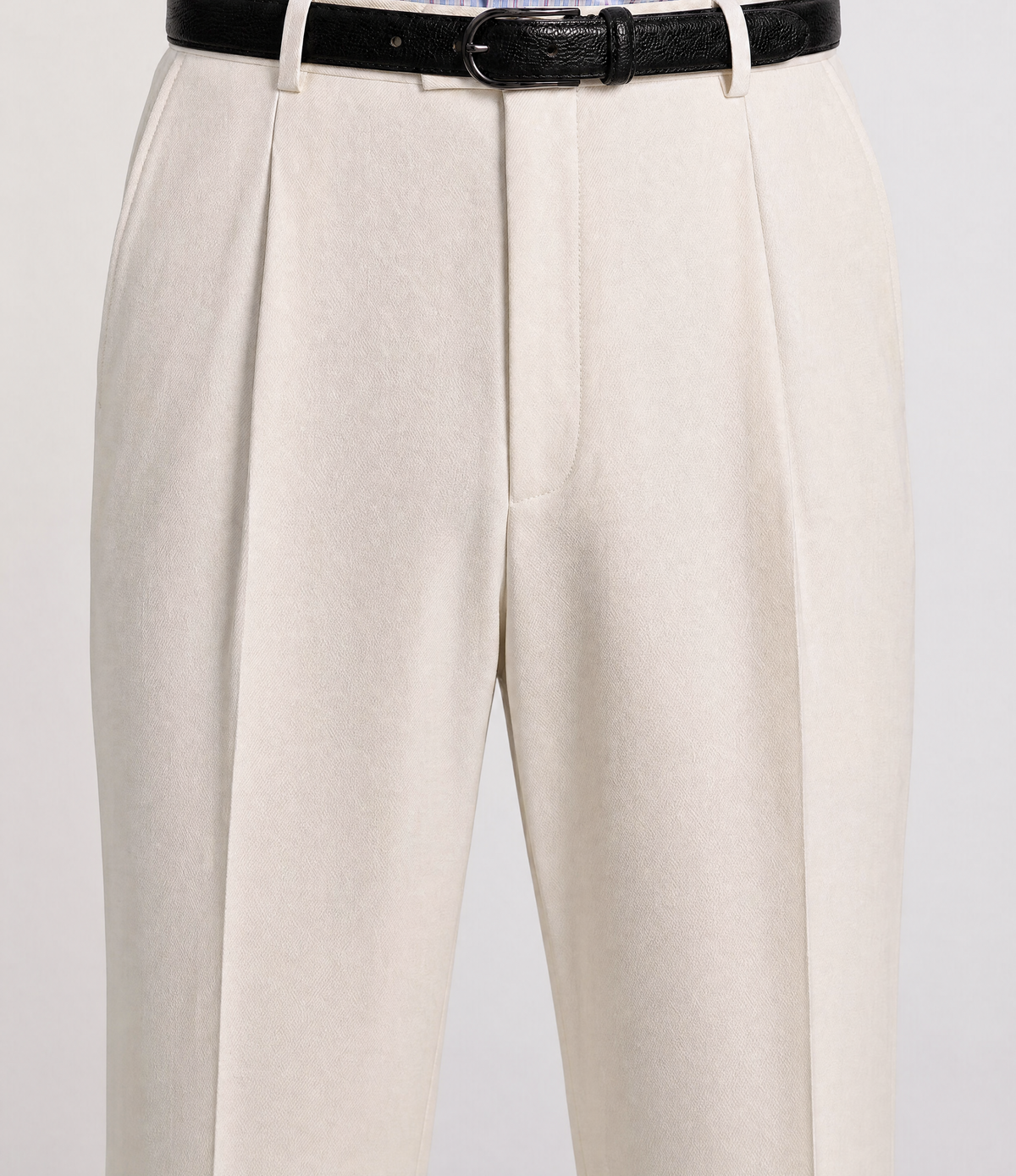Ecru Cotton Trouser — Single Pleat