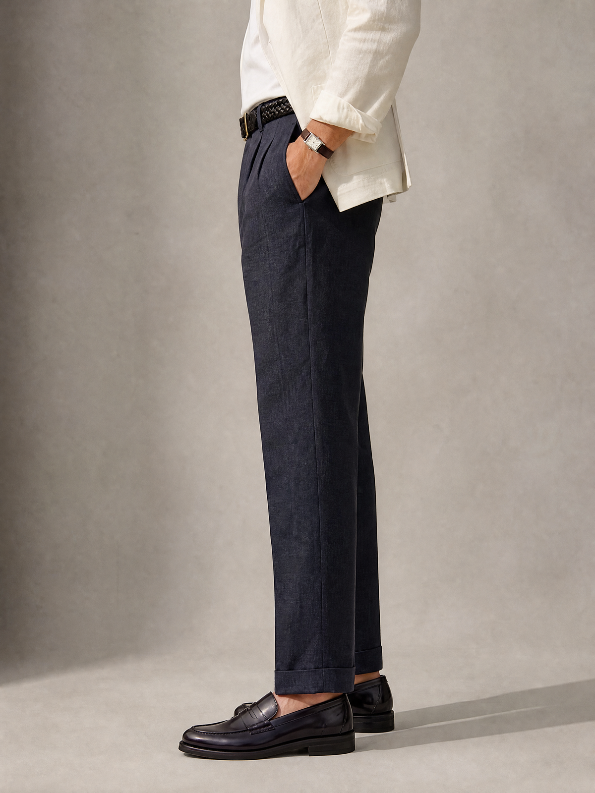 YAEYAH blue linen trouser, cut to your own measurements