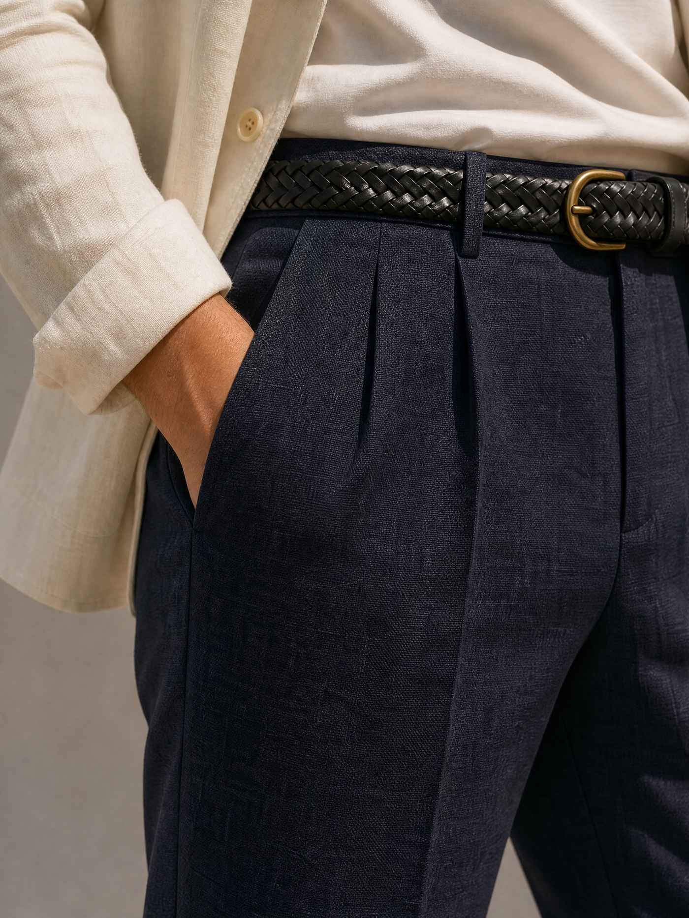 Men's blue linen trouser by YAEYAH
