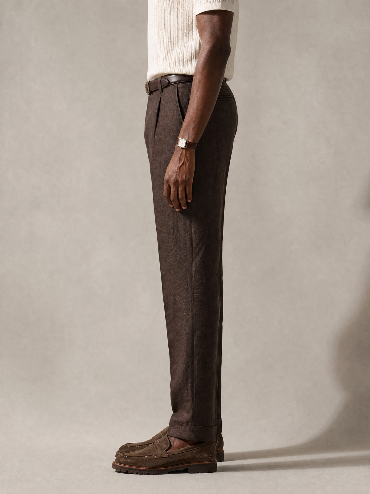 Brown linen trouser for men, made in India by YAEYAH