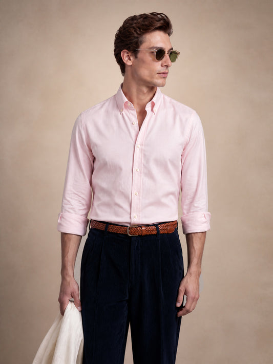 Pale pink cotton twill shirt for men, made in India by YAEYAH