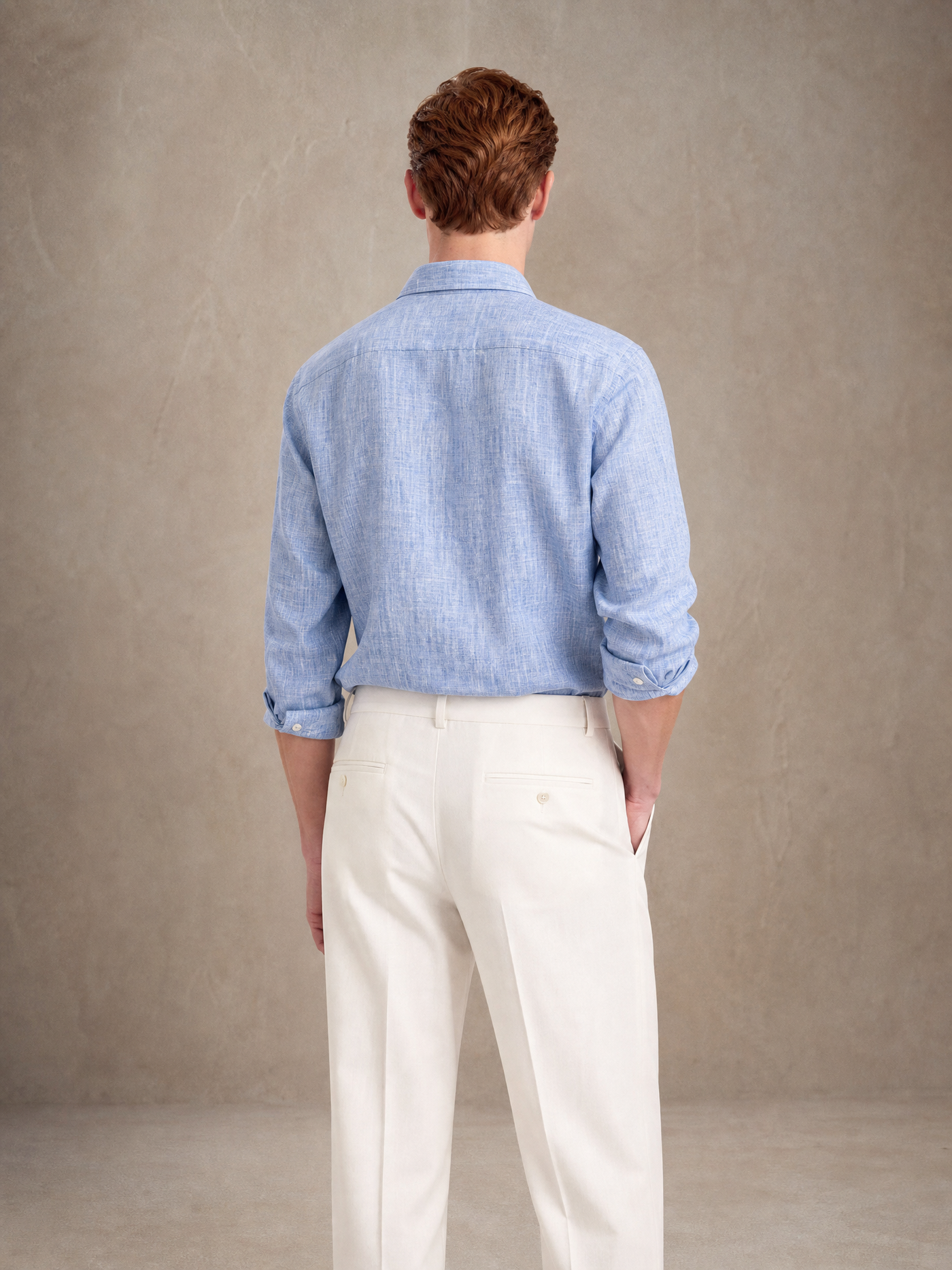 YAEYAH washed sky blue linen shirt, cut to your own measurements